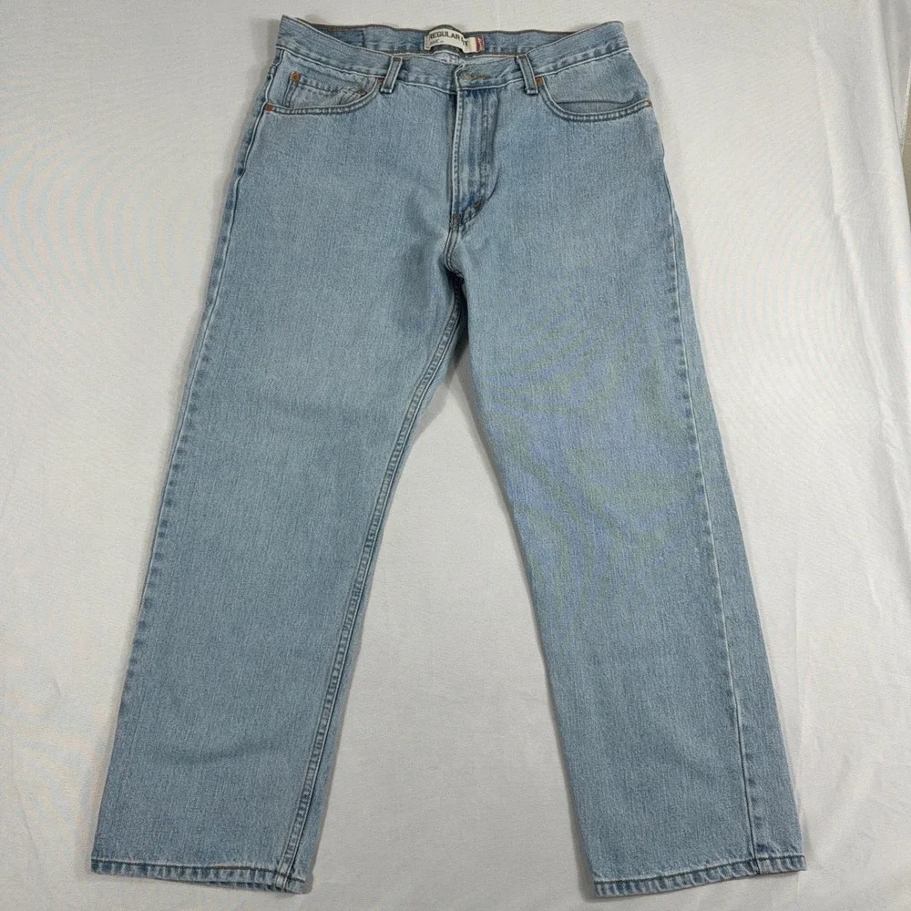 Levi's 505 Regular Fit Jeans Light Wash Denim Straight Leg Mens 36x30